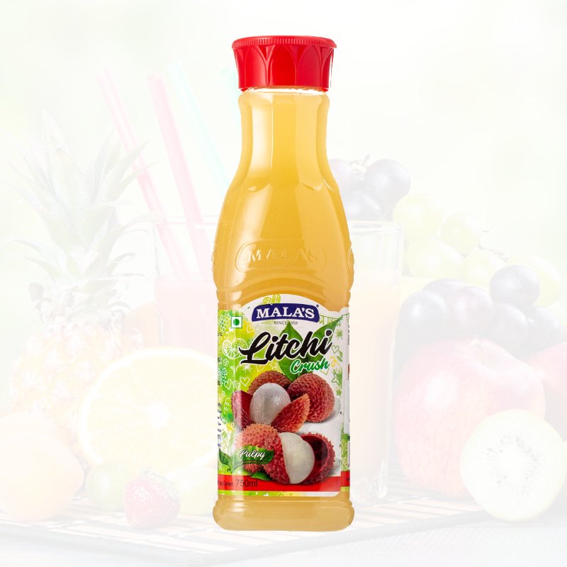 Malas Litchi Crush - Sweet & Refreshing Flavour, 750 ml