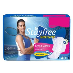 Stayfree Secure Cottony Soft Cover Sanitary Napkin with Wings (XL) 40 pads