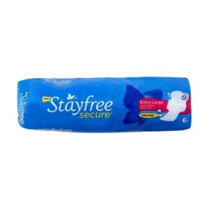 Stayfree Secure Cottony Soft Cover Sanitary Napkin with Wings (XL) 6 pads