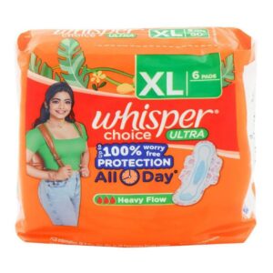 Whisper Choice Ultra Sanitary Napkin with Wings (XL) 6 N