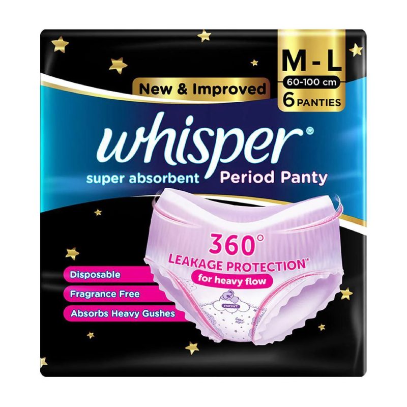 Whisper Period Panty M-L Pack of 6